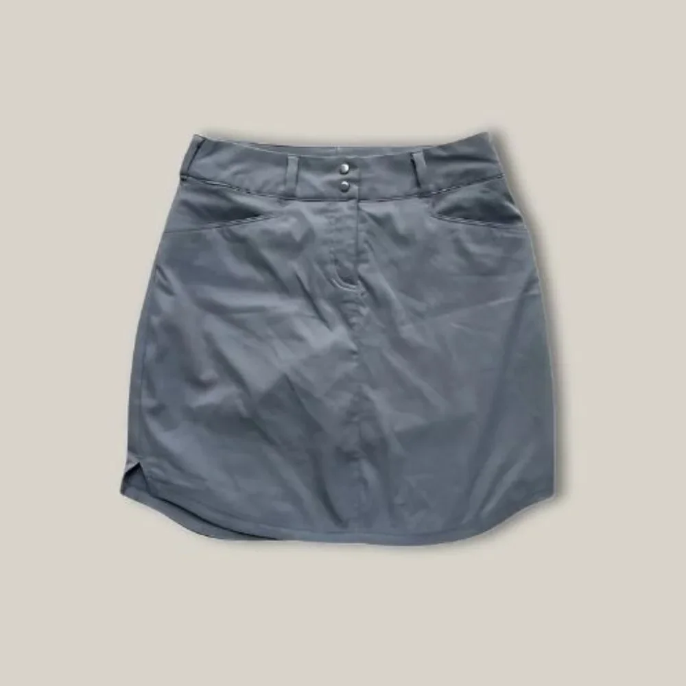 Adidas Golf Essentials Skort Classic 3 Stripes Stretch Performance Gray W SZ 8